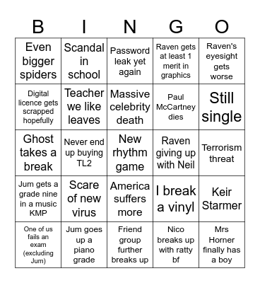 2026 bingo card Bingo Card