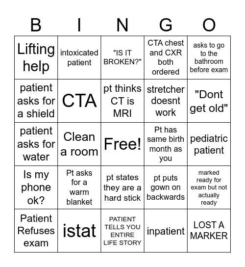 CT Bingo Card