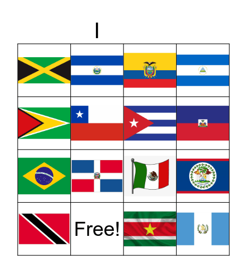 Banderas del continente Americano Bingo Card