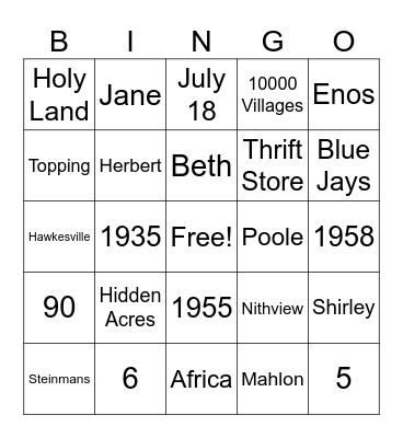 All About HerbUntitled Bingo Card