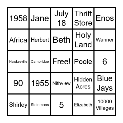 All About Herb Bingo Card