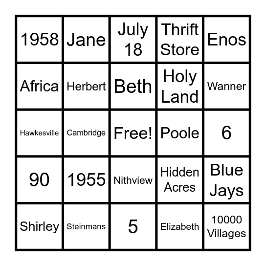 All About Herb Bingo Card