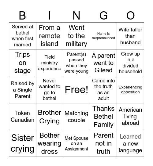 Gilead Bingo Card