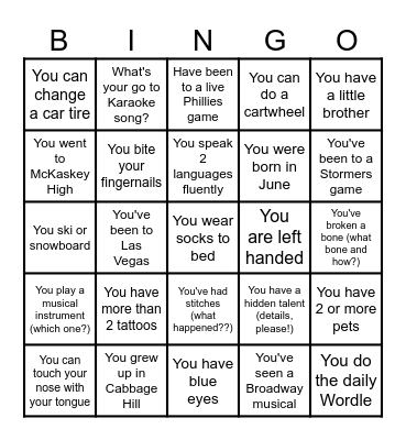 VINE STREET ROCKS! Bingo Card
