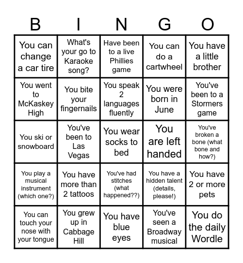 VINE STREET ROCKS! Bingo Card