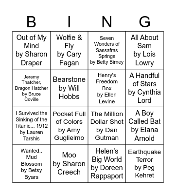 3/4th Reading List Bingo Card