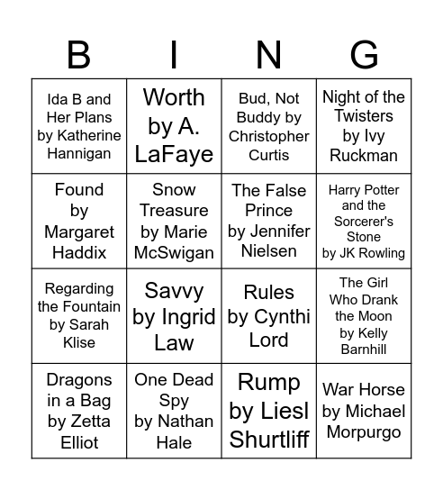 5th/6th Bingo Card