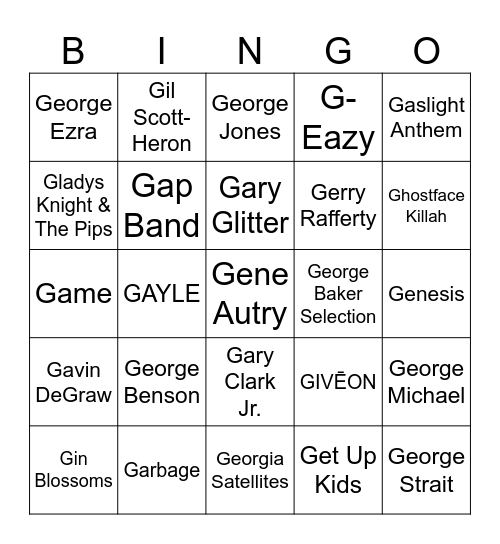 Game 1 - Real G's Move in Silence Like Lasgana Bingo Card