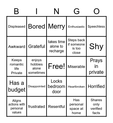 Boundary Bingo Card