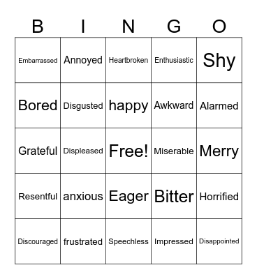Emotions! Bingo Card