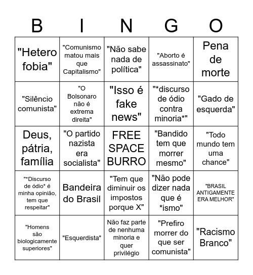BINGO DO FASCISMO Bingo Card