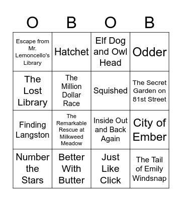 OBOB 2025-6 3-5 Grade Bingo Card
