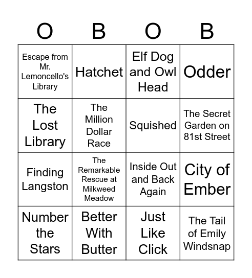 OBOB 2025-6 3-5 Grade Bingo Card
