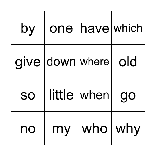 Jolly Phonics 3-4 Bingo Card