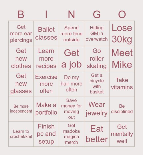 New years ! Bingo Card