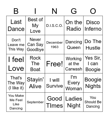 70s bingo card 3 Bingo Card