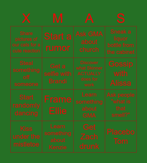 Christmas Quest Bingo Card