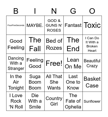 Regulars' Choice November Bingo Card