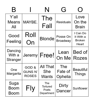 Regulars' Choice November Bingo Card
