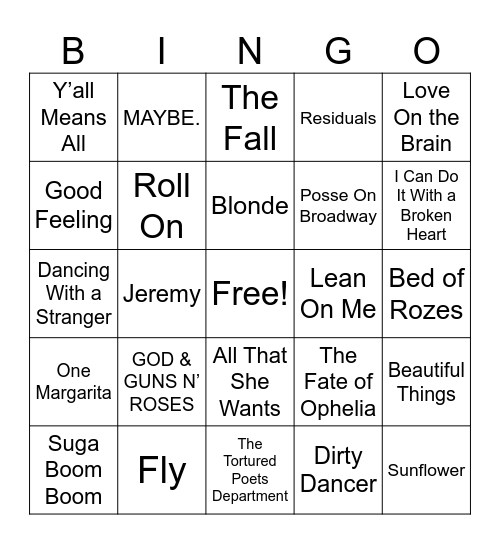 Regulars' Choice November Bingo Card