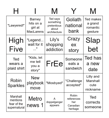 How I met your mother Bingo Card