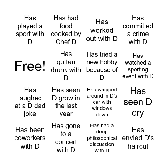 BDAY Boy Bingo Card