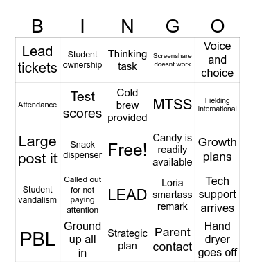 PD Bingo 11/4 Bingo Card