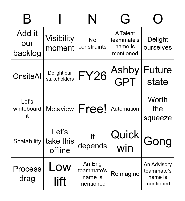 Ops Innovation Lab BINGO! Bingo Card