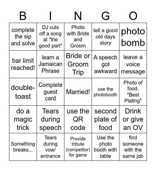 Table Bingo - A & C 2025 Bingo Card