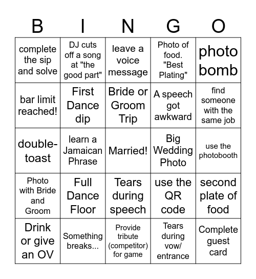 Table Bingo - A & C 2025 Bingo Card