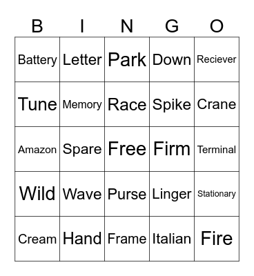 TRingo! #44 2 Clues 1 Word Bingo Card