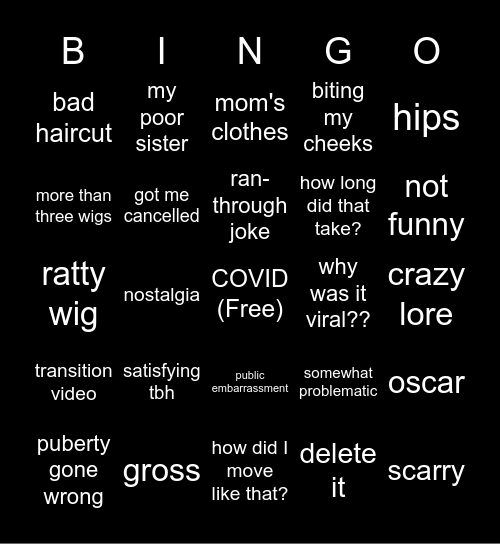 Duncan old tiktoks bingo Card