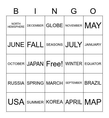 Map Bingo! Bingo Card