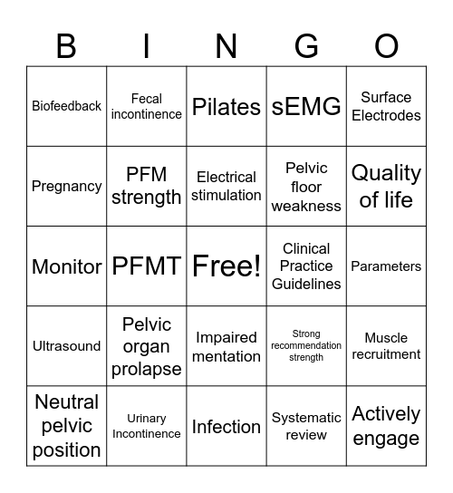 In service Bingo Card