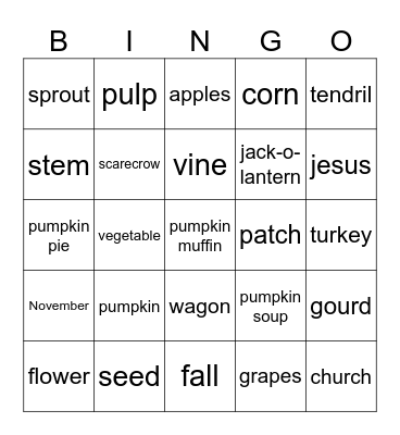 It's pumpkin time Bingo Card