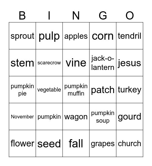 It's pumpkin time Bingo Card