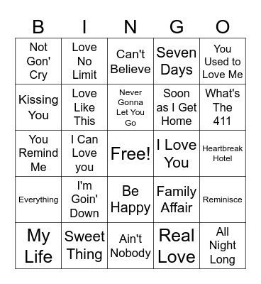 Mary J. Blige & Faith Evans Bingo Card