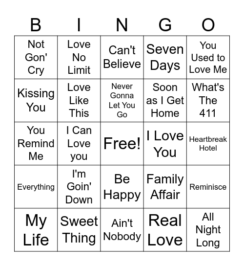 Mary J. Blige & Faith Evans Bingo Card