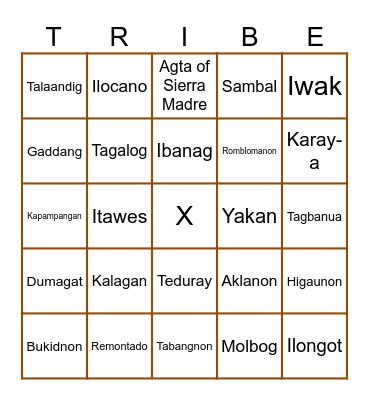 CSC INDEGENOUS PEOPLE BINGO Card