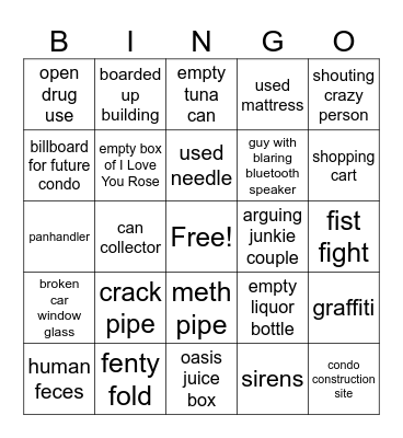 Sherbourne Street Bingo Card