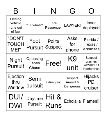 PD Chase Bingo Card