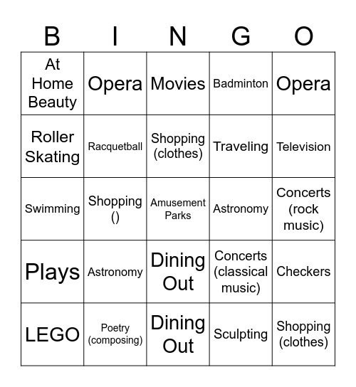 Untitled Bingo Card