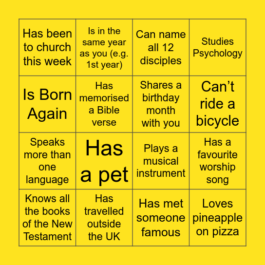 KOC HUMAN BINGO Card