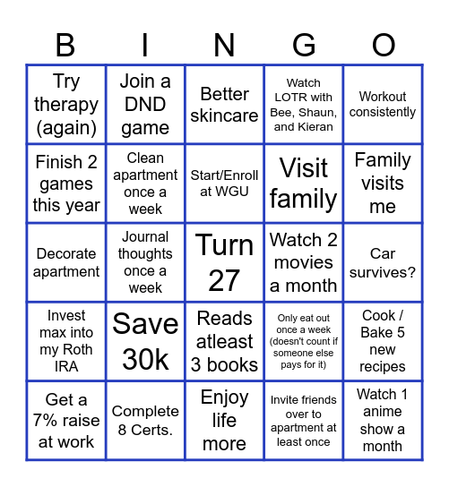 Zeph's Bingo Card Bingo Card