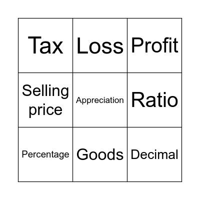 Comparing Quantities Bingo Card