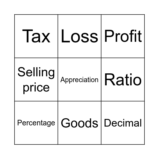 Comparing Quantities Bingo Card