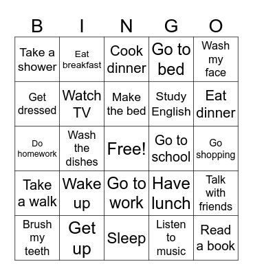 Daily Routine Bingo Card