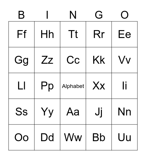 Alphabet Bingo Card