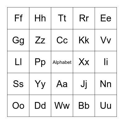 Alphabet Bingo Card