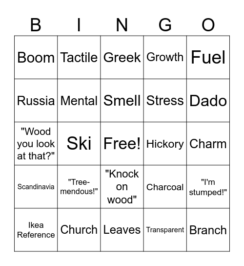 Wood Bingo! Bingo Card
